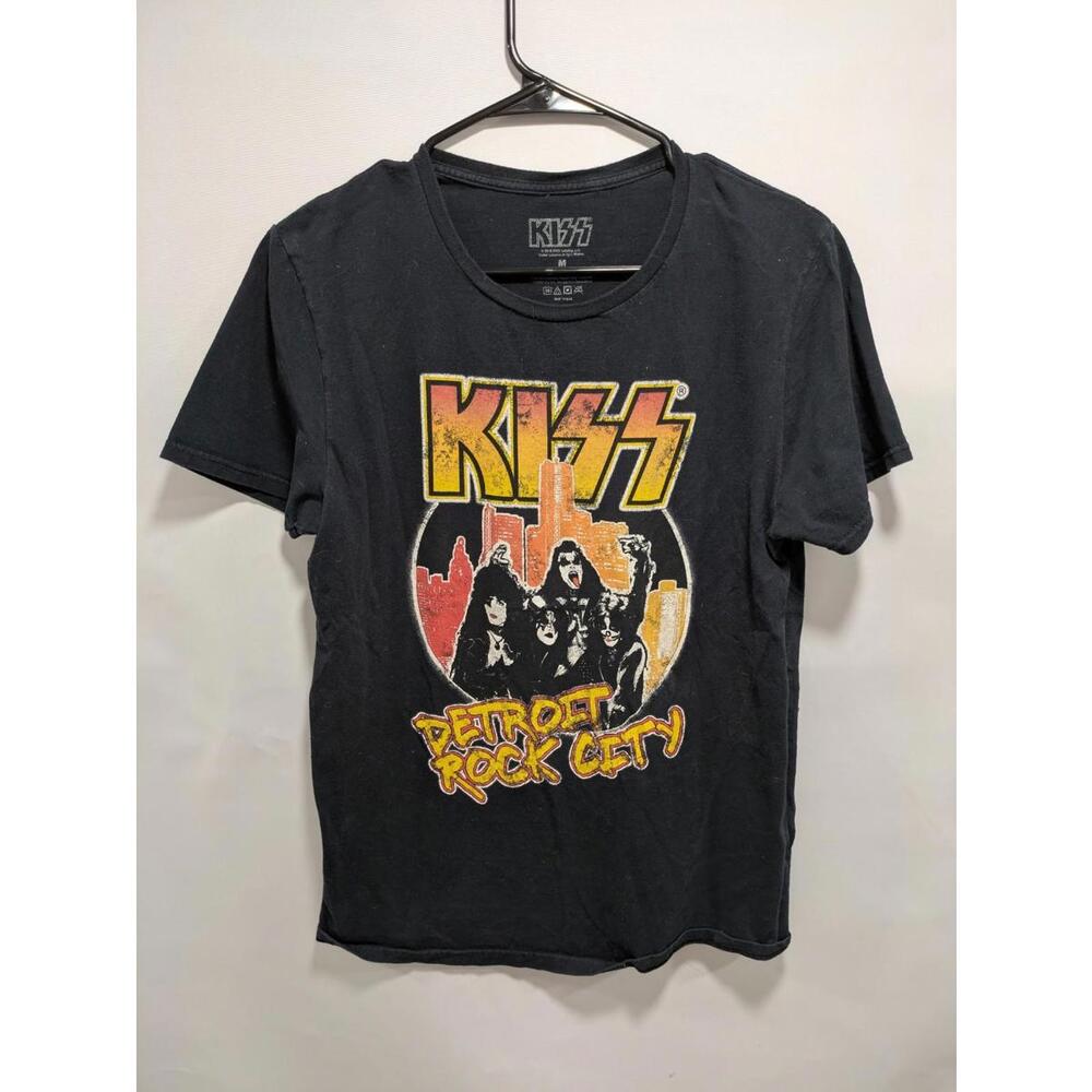 Mens Kiss Black KISS Detroit Rock City Graphic Band Tour Short Sleeve Shirt Sz M